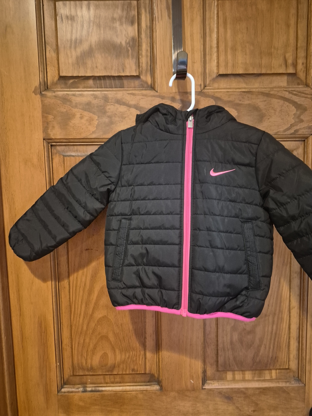 Nike Kids Black & Pink Puffer Jacket with Hood